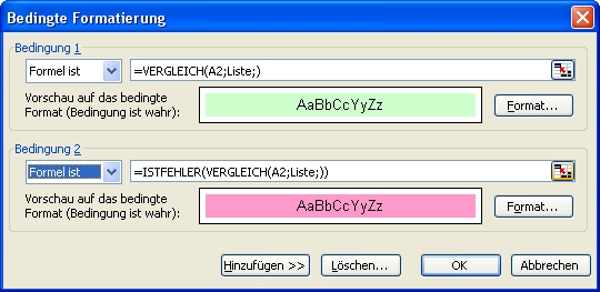 bedingte Formatierung